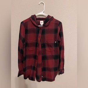 Van plaid hooded button up